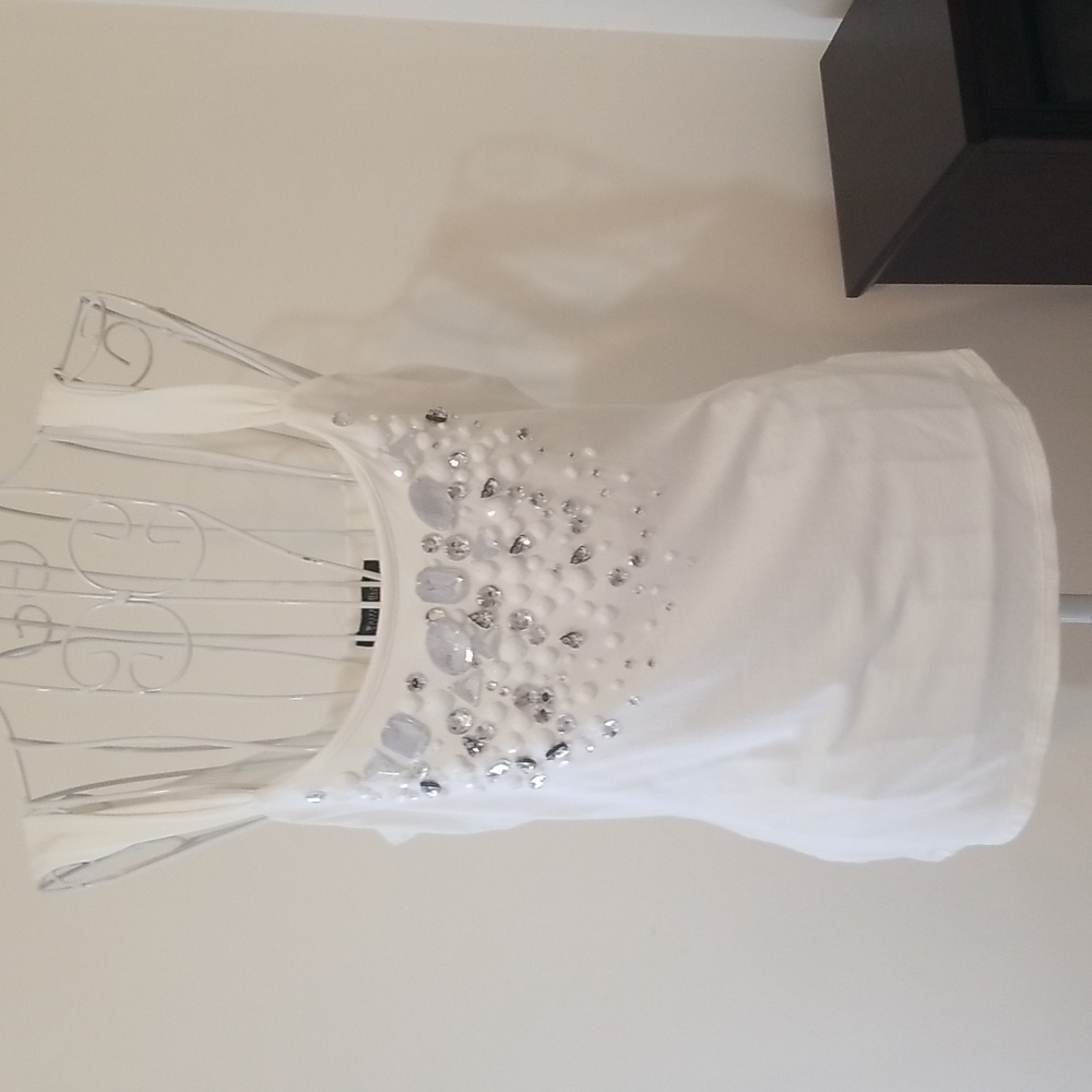 White House Black Market white beaded cami. Size small
